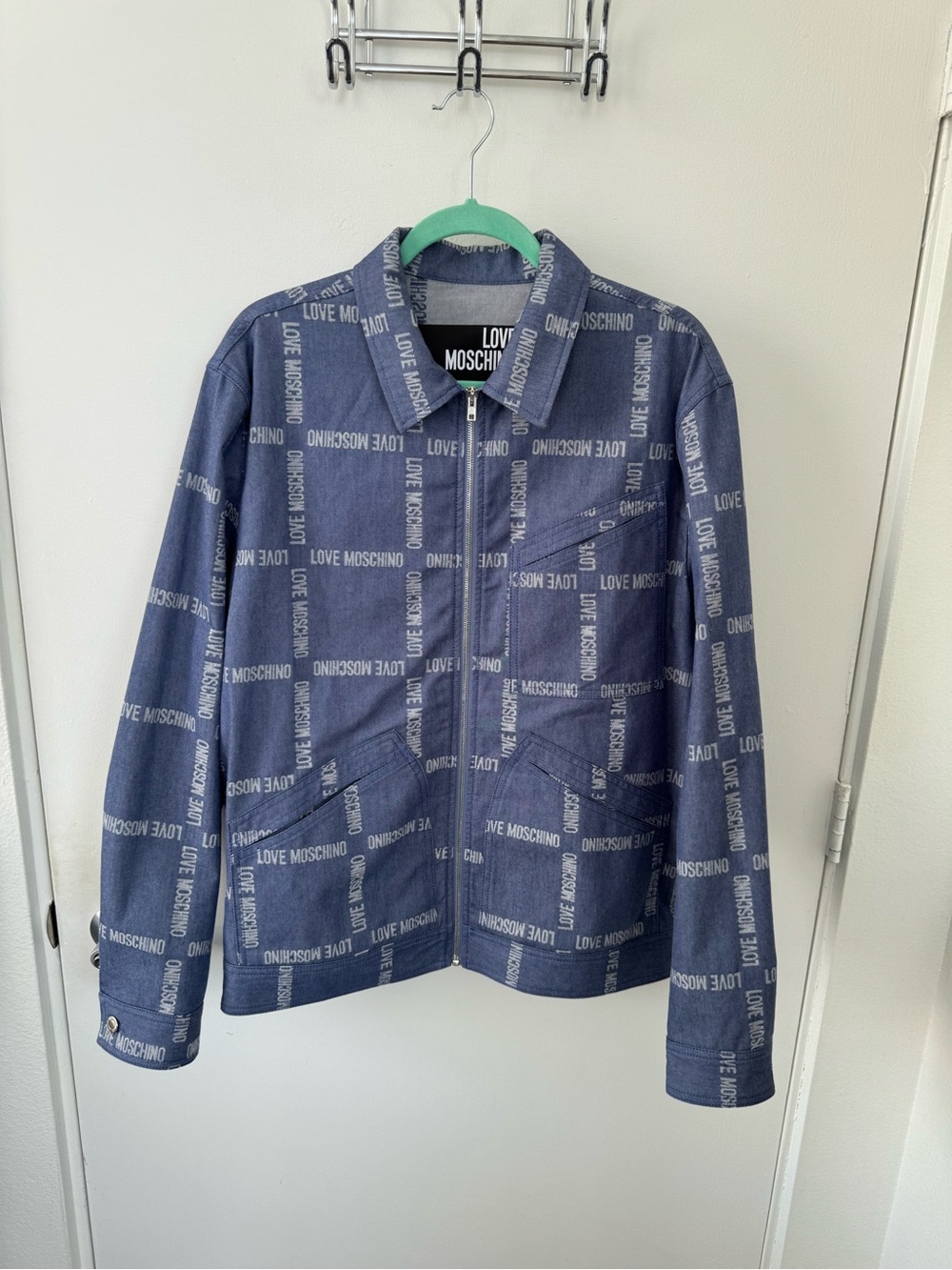 Love Moschino Blue Logo Zip-Front Jacket